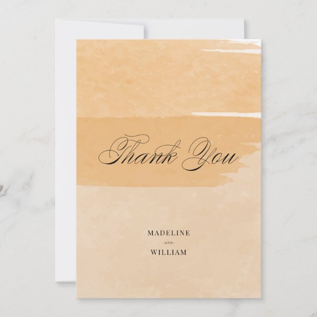 Orange Watercolor Thank You | Add Your Photo Invitation (Front)