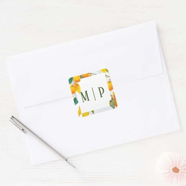Orange watercolor theme Bright colours Square Sticker (Envelope)