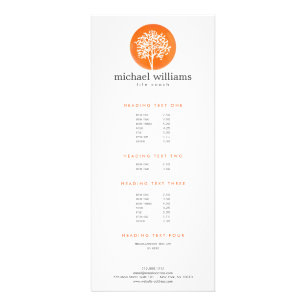 Orange Watercolor Tree Life Coach, Counsellors Rack Card