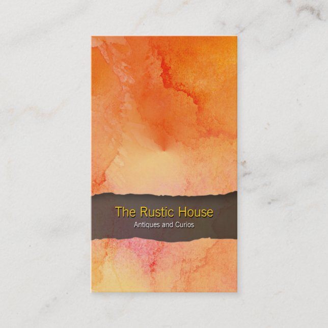 Orange Watercolor Wash Retail Trade Business Card (Front)