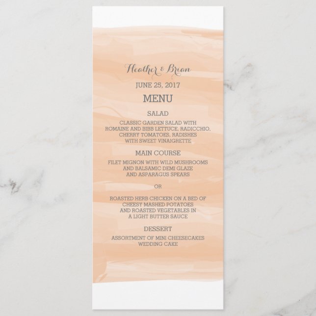 Orange Watercolor Wedding Menu (Front)