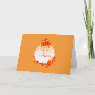 Orange Watercolor Wreath Thanksgiving Card