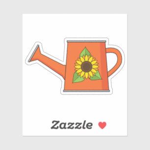 Orange Watering Can with Sunflower