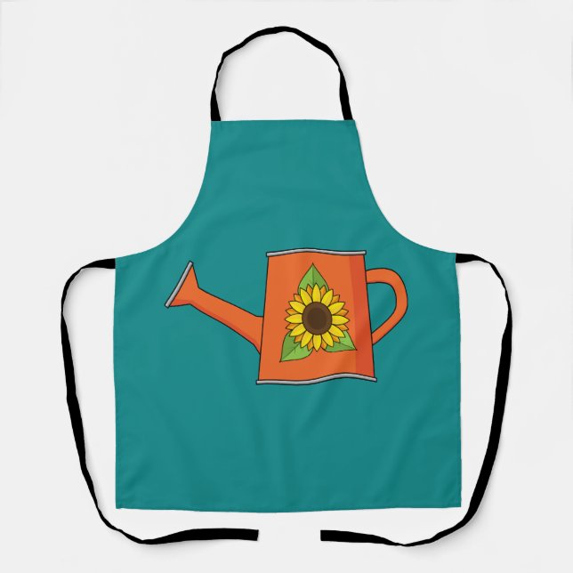 Orange Watering Can with Sunflower Apron (Front)