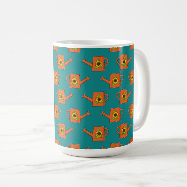 Orange Watering Can with Sunflower Coffee Mug (Front Right)