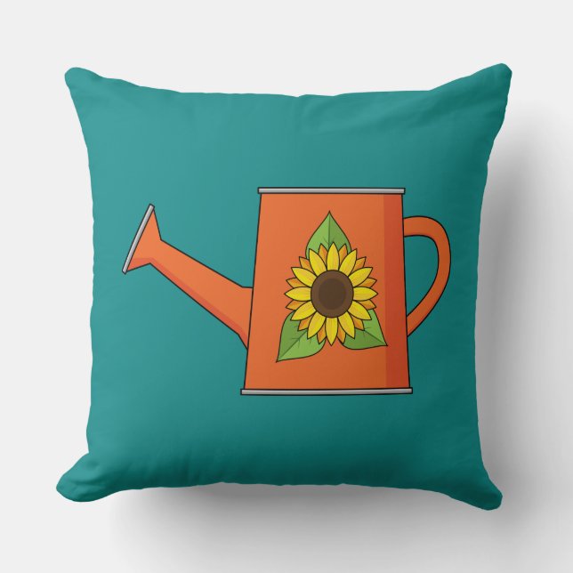 Orange Watering Can with Sunflower Cushion (Front)