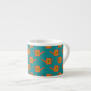 Orange Watering Can with Sunflower Espresso Cup