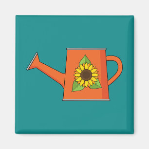 Orange Watering Can with Sunflower Magnet