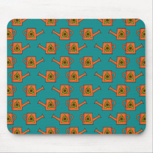Orange Watering Can with Sunflower Mouse Mat