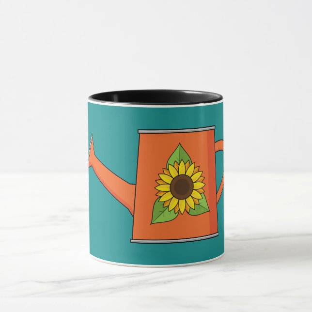 Orange Watering Can with Sunflower Mug (Center)