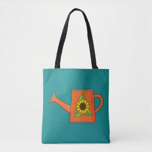 Orange Watering Can with Sunflower Tote Bag