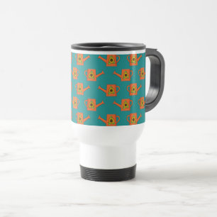 Orange Watering Can with Sunflower Travel Mug