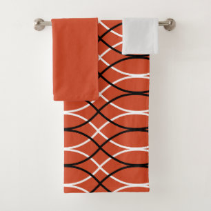 Orange Waves Bath Towel Set
