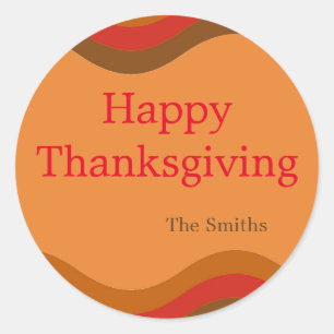 Orange Waves of Fall Colours Custom Round Sticker