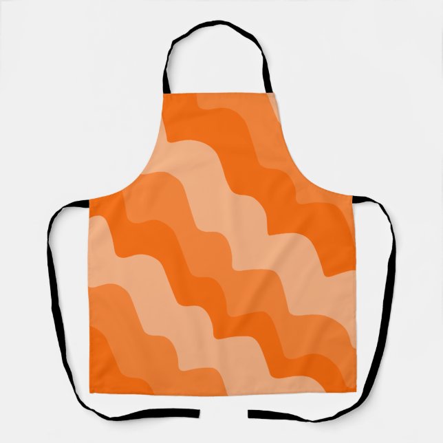 Orange wavy ocean waves gradient  apron (Front)