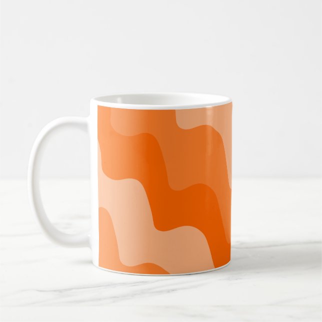 orange wavy ocean waves gradient  coffee mug (Left)