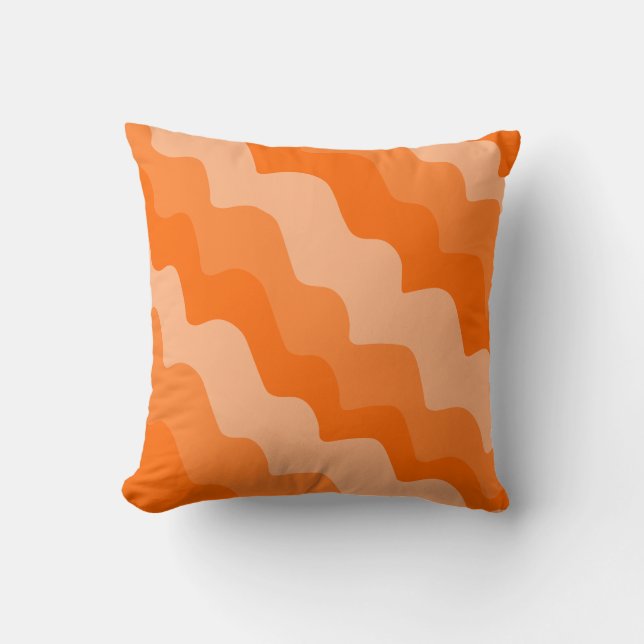 Orange wavy ocean waves gradient  cushion (Front)
