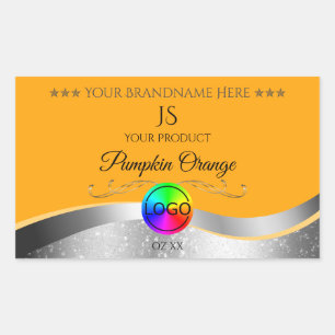 Orange Wavy Silver Logo and Monogram Product Label