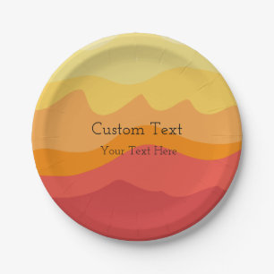 Orange Wavy Sunshine Vibrant Design Custom Text Paper Plate