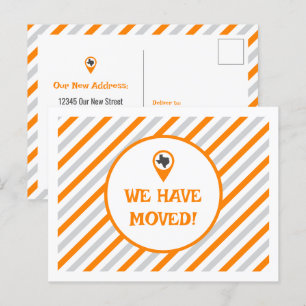 Orange We Have Moved Striped Moving Postcard