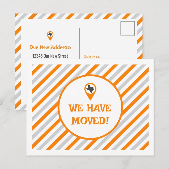 Orange We Have Moved Striped Moving  Postcard (Front/Back)