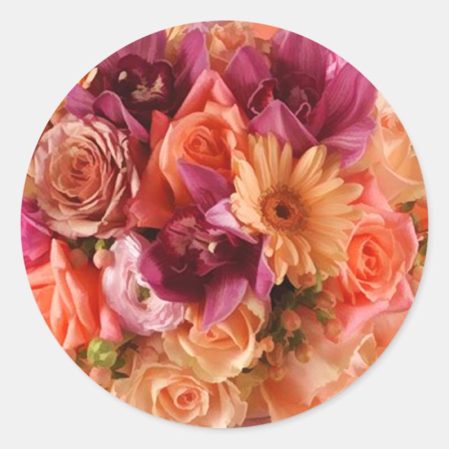 Orange Wedding Flower Envelope Seal Stickers (Front)