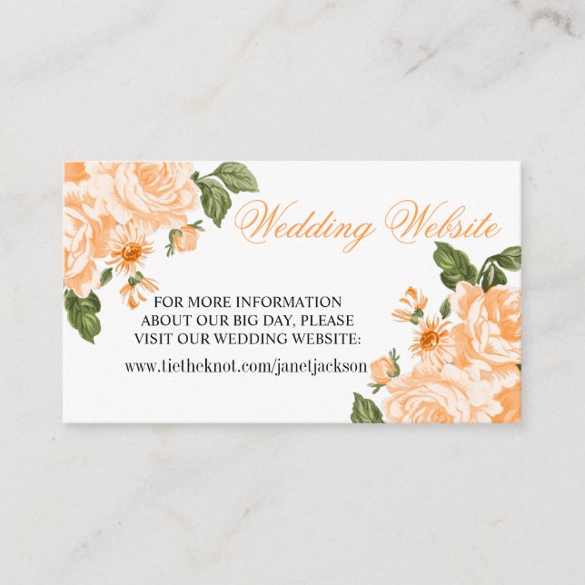 Orange Wedding Flower -  Wedding Website Enclosure (Front)