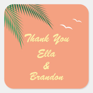 Orange Wedding Thank You Sticker