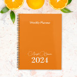 Orange Weekly Monthly Business Planner<br><div class="desc">Introducing our Minimalist Personalised Planner – a sleek and stylish way to stay organised with a touch of personalisation and a business professional look! This elegantly designed planner features a clean and simple layout, allowing you to focus on what matters most. Customise your planner with your name, the current year,...</div>