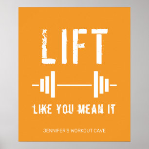 Orange Weightlifting Fitness Gym Poster