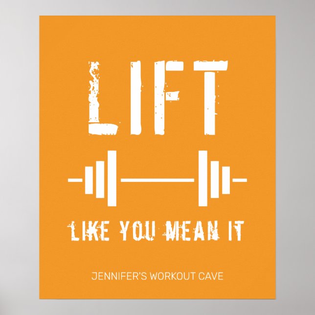 Orange Weightlifting Fitness Gym Poster (Front)