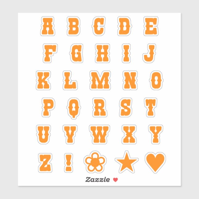 Orange Western Theme Party Font Alphabet Letters (Sheet)