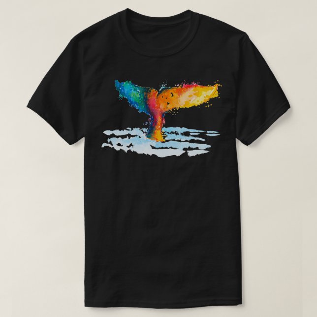 Orange Whale Watercolor Illustration T-Shirt (Design Front)