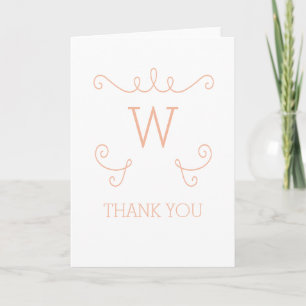 Orange Whimsical Flourish Monogram Thank You Card