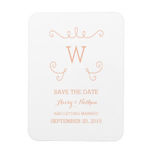 Orange Whimsical Flourish Save the Date Magnet