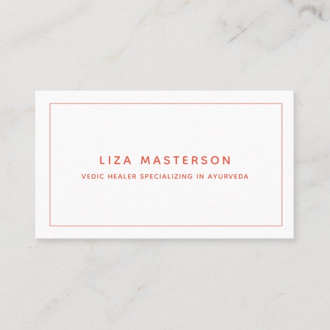 Orange White Alternative Medicine Minimal Business Card (Front)