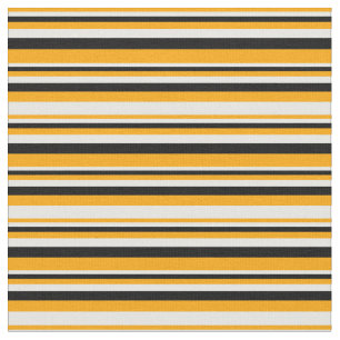 Orange, White, and Black Coloured Striped Pattern Fabric
