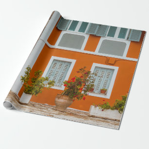 ORANGE WHITE AND GRAY CONCRETE BUILDING WRAPPING PAPER