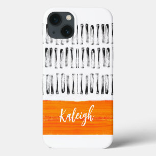 orange white and grey add your text pattern art iPhone 13 case
