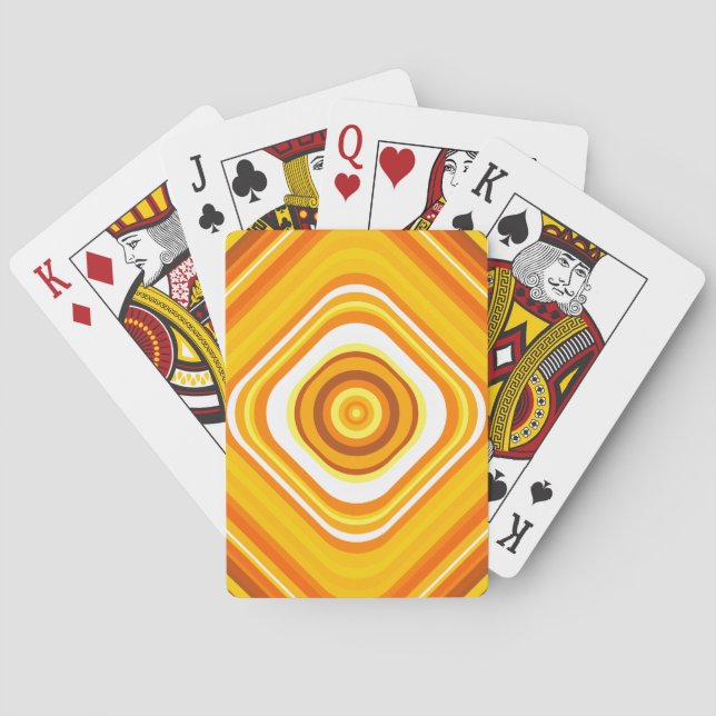 Orange, White and Yellow Sunset-Inspired Pattern Playing Cards (Back)