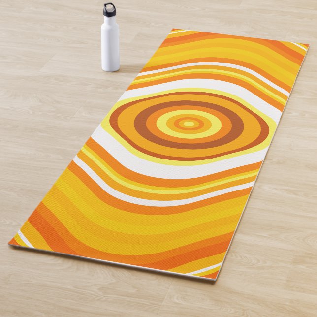 Orange, White and Yellow Sunset-Inspired Pattern Yoga Mat (In Situ)