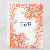 Orange & White Antique Floral