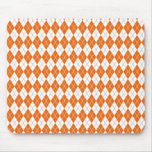 Orange & White Argyle Mouse Mat