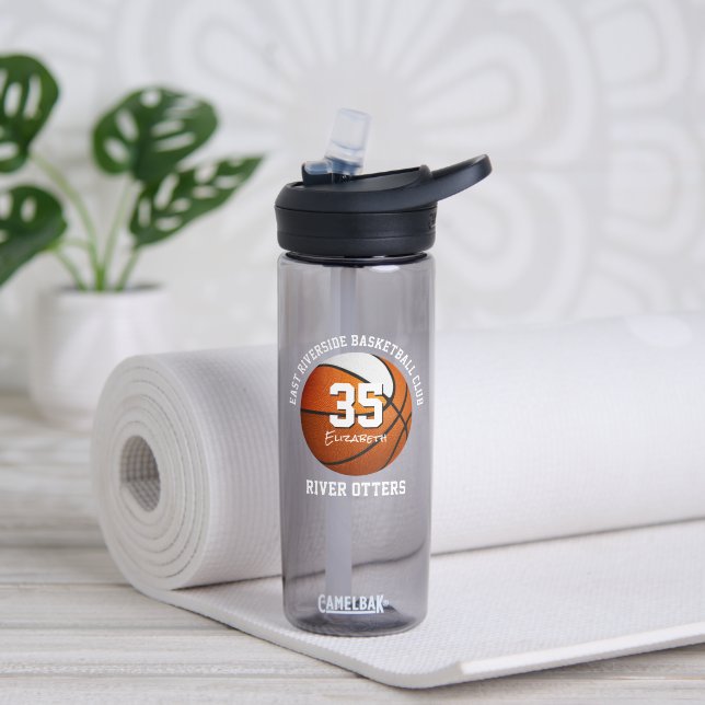Orange white basketball club colours team name  water bottle (Yoga)