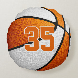 orange white basketball kids teens sports room round cushion
