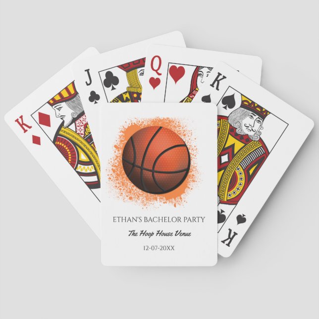 Orange White basketball player bachelor party Playing Cards (Back)
