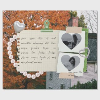 Orange White Beige Autumn Scrapbook Photo Book Wrapping Paper