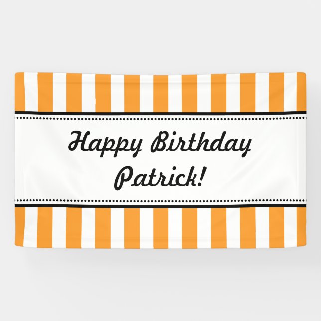Orange White Birthday Banner Stripes (Horizontal)