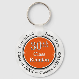 Orange White Black 30th High School Reunion Gifts Key Ring