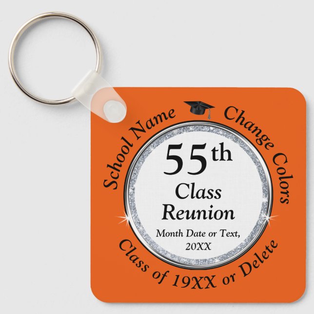 Orange, White, Black,, 55th Class Reunion, Favours Key Ring (Front)